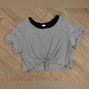 Black and White Striped Crop Top